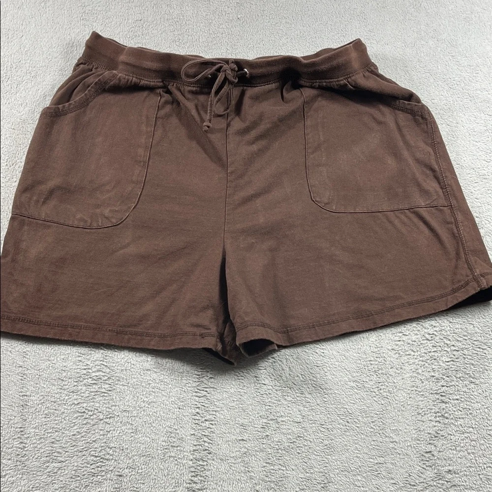 Nick & Sarah Sport Shorts Women Size 2X Brown Elastic Waist w Drawstring Comfy
